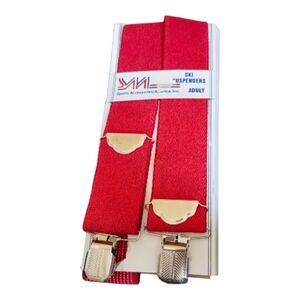 VINTAGE RED SKI SUSPENDERS NEW IN BOX